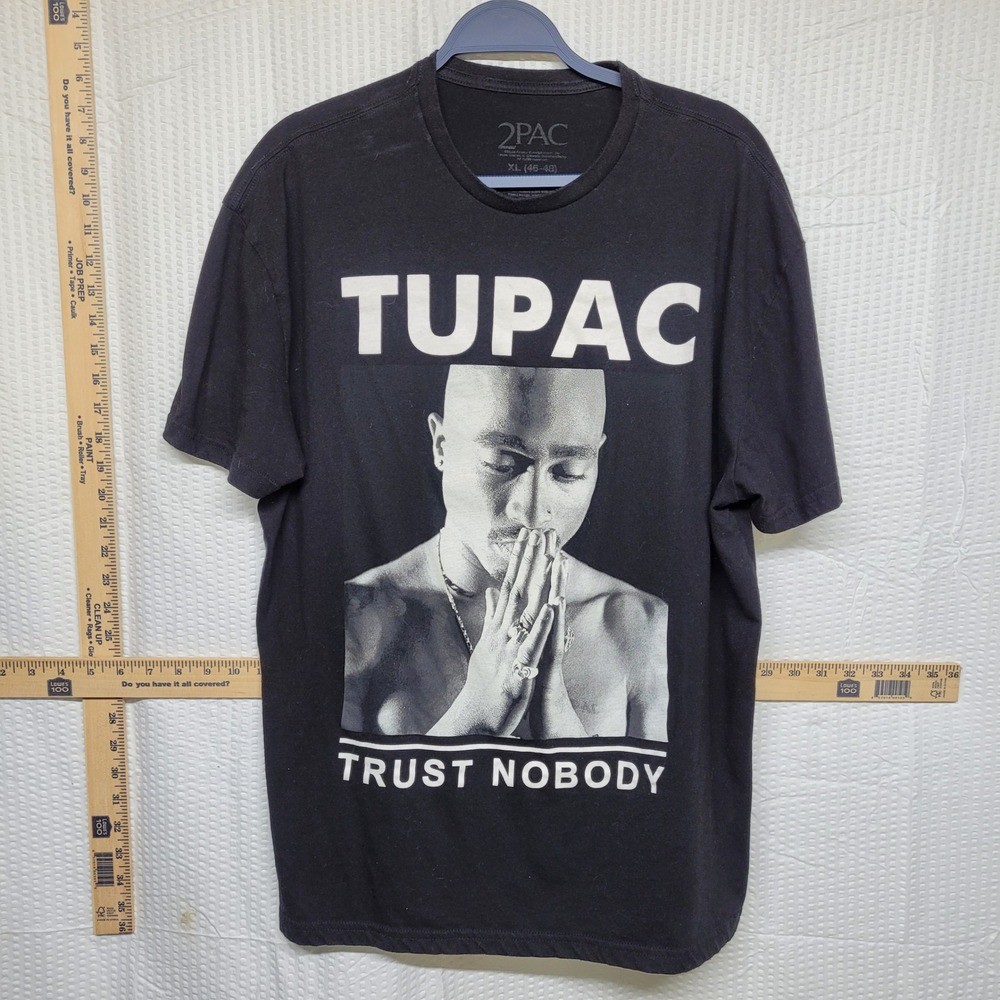 2Pac Tupac Shakur Trust Nobody Black Graphic T-Shirt Mens XL Hip Hop Rap Tee